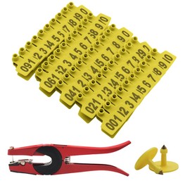 Etiqueta de oreja de cerdo con alicates para cerdo, cerdo, cerdo, cerdo, herramienta de marca de becerro con alfileres (amarillo)