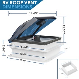 Leisure Coachworks 14" x 14" RV Roof Vent Fan 12V Adjustable 5 Speed Rain Sensor, Remote Control with Smoked Lid