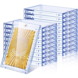 SATINIOR 20 Pcs 130 Pt Acrylic Magnetic Card Holders 2.5 x 3.54 Inch One Touch tag Holder Clear Protectors Hard Plastic Magnetic Case for Sports Baseball card Trading Storing Displaying