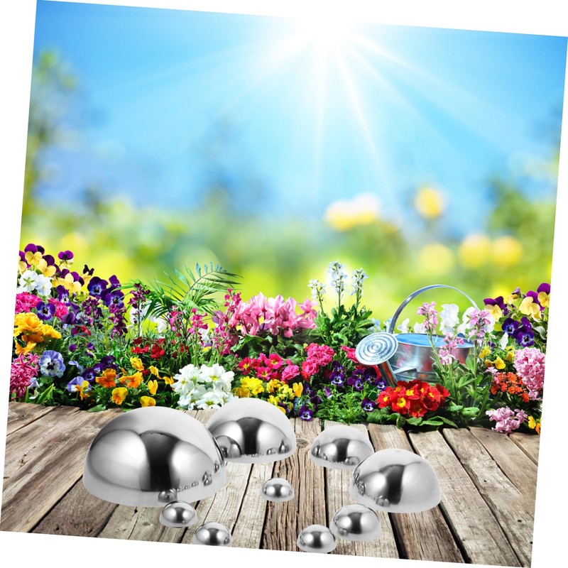 BESPORTBLE Metal Decorative Balls 10pcs Stainless Steel Gazing Half Balls