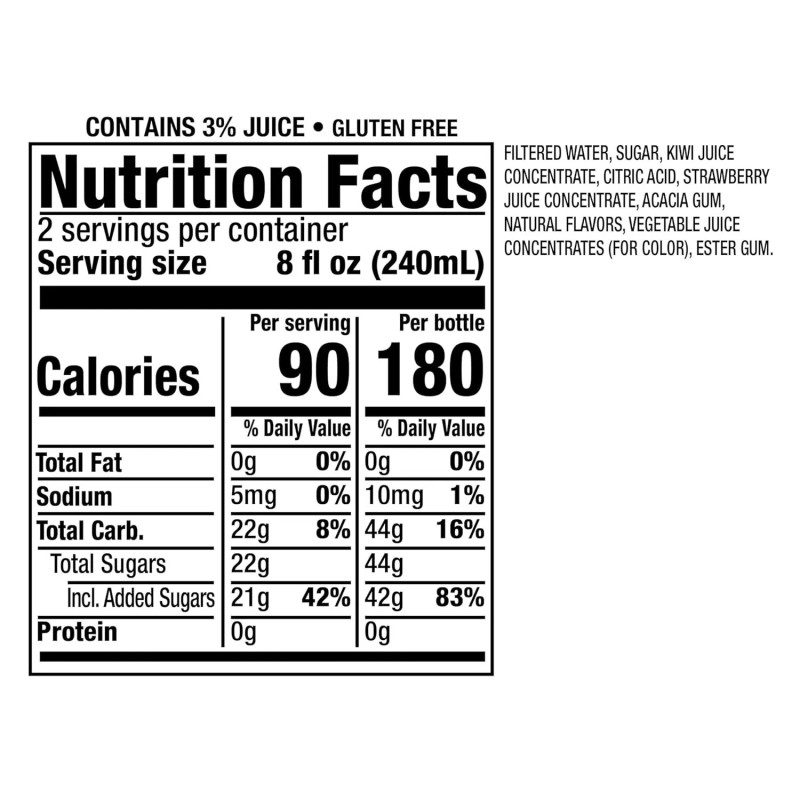 Snapple Kiwi Strawberry Juice , 16 Fl Oz Recycled Plastic