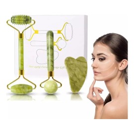 Rodillo De Cuarzo Rosa Guasha Belleza Facial Masaje Jade