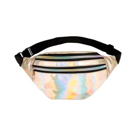 KGDUYC Bum Bag Fashion Waterproof Belt Bag Compartments with Zip Adjustable Reflective Strap Waist Bag for Men and Women Party Festival Sports Outdoor Travel - Gold, gold