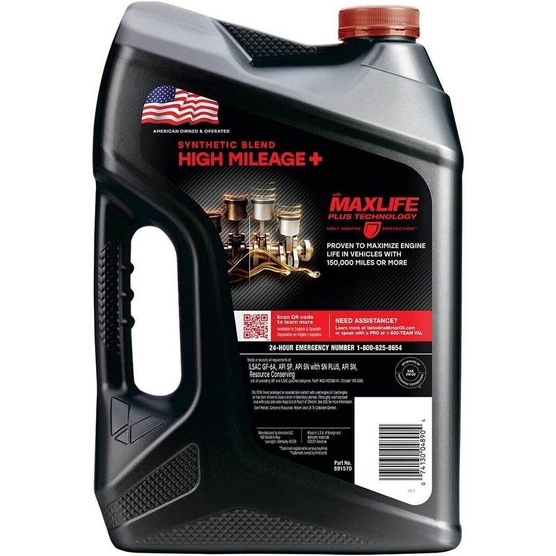Valvoline High Mileage SAE 5W-20 Engine Oil With MaxLife Plus