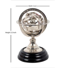 5" Nautical Brass Armillary Sphere World Globe Chrome Maritime Nautical & Collectible