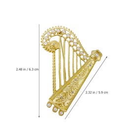 TOPPERFUN Harp Brooch, 2.48in Three Dimensional Harp Brooch with Pearls and Rhinestones, Alloy Hollow Musical Instrument Pins, Hat Scarf Lapel Pins, Women's Clothing Backpack Decorative Brooch