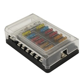 ANCLLO 12 Way Blade Fuse Block with Negative Bus - UMISKY ATC / ATO Fuse Box Holder with Ground - 12 Circular Fuse Box for Car Boat Marine RV Truck DC 12-24V