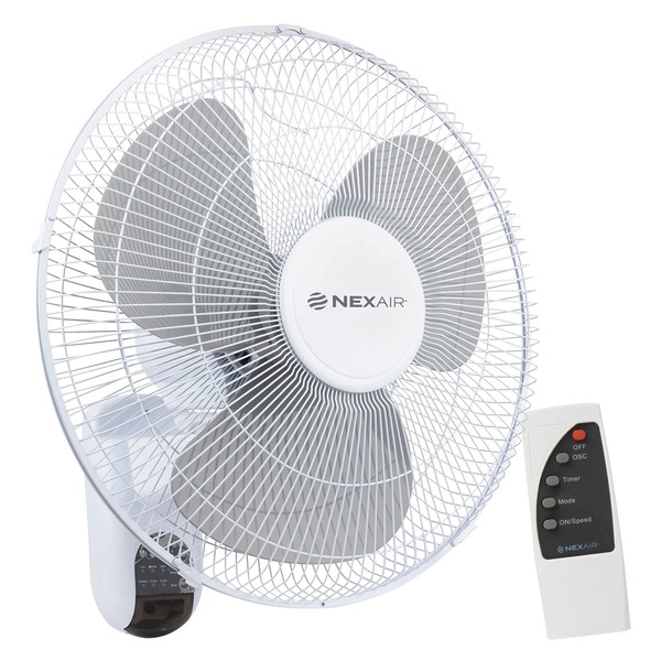 NEXAIR 16" Oscillating Wall Mount Fan, Quiet Operating Room Fan