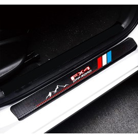 4Pcs Car Door Sill Protector Reflective 4D Carbon Fiber Sticker Decoration Door Entry Guard Replacement for FX4 Off Road F150 F250 F350 F450 4x4 Truck Super Duty Emblem Stickers