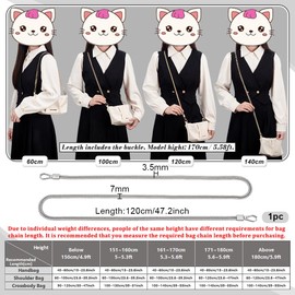 PH PandaHall 47.2" Snake Bag Chains Silver Bag Chain Strap Replacement 7mm Wide Flat Chain Strap with Alloy Swivel Clasps Metal Chains for Wallet Clutch Satchel Tote Crossbody Bag