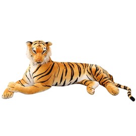 champracer Tiger Cuddly Toy, Realistic Tiger Plush Toy, Lying Down Stuffed Toy, Plush Toy, Children's Plush Toy, Birthday Gift for Children (50 cm, Yellow)