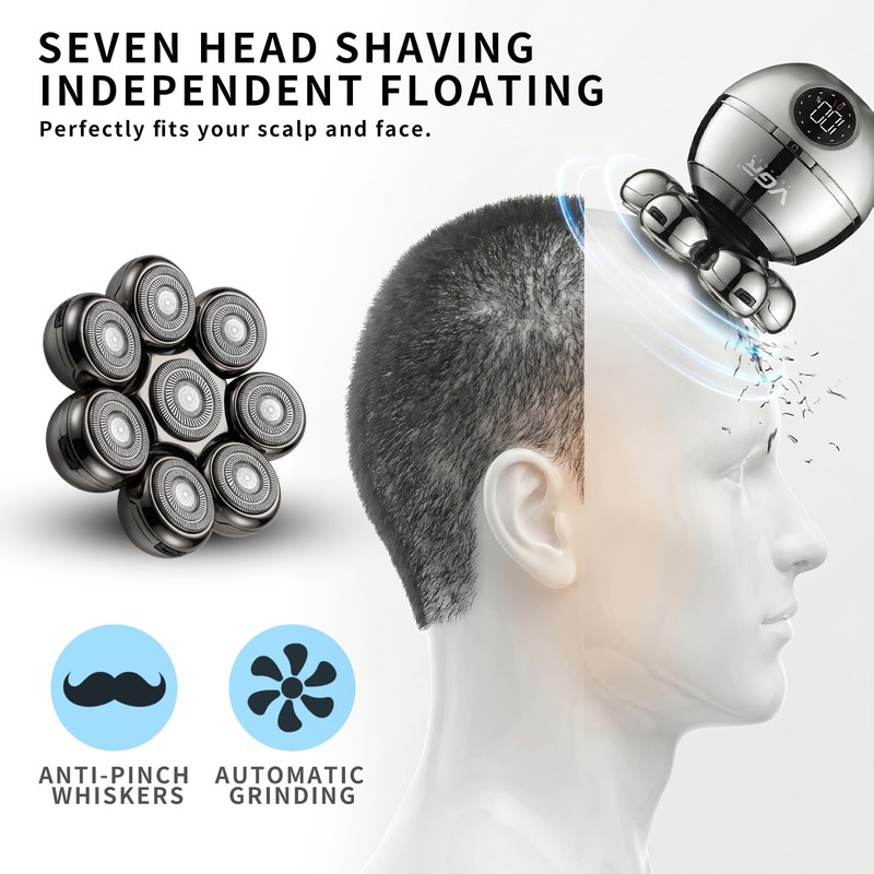 VGR 315 7D Floating Head Shaver for Bald Men with