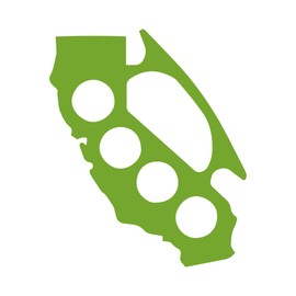 California Map Brass Knuckle Sticker Vinyl Decal Notebook Car Window Laptop 4.5" x 5.5" (Lime Green)