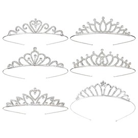 6 Pcs Girls Rhinestone Tiaras Faux Crystal Tiara Crown Headband Elegant Princess Tiara Wedding Birthday Party Headpiece Hair Accessories Jewelry