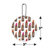 Leopard Print Lipsticks Round Luggage ID Tag Card Suitcase Carry-On