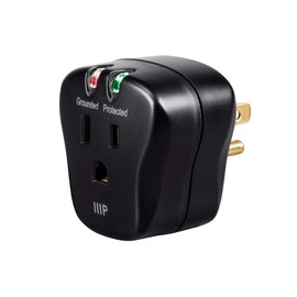 Monoprice 115877 1 Outlet Portable Mini Power Surge Protector Wall Tap - Black | UL Rated 540 Joules With Grounded And Protected Light Indicator