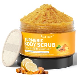 Body Scrub, Turmeric Vitamin C Exfoliation, Removes Dead Skin Cells, Reduces Dark Spots, Deep Cleansing Exfoliation for Body, Face, Hands and Feet, 320 g