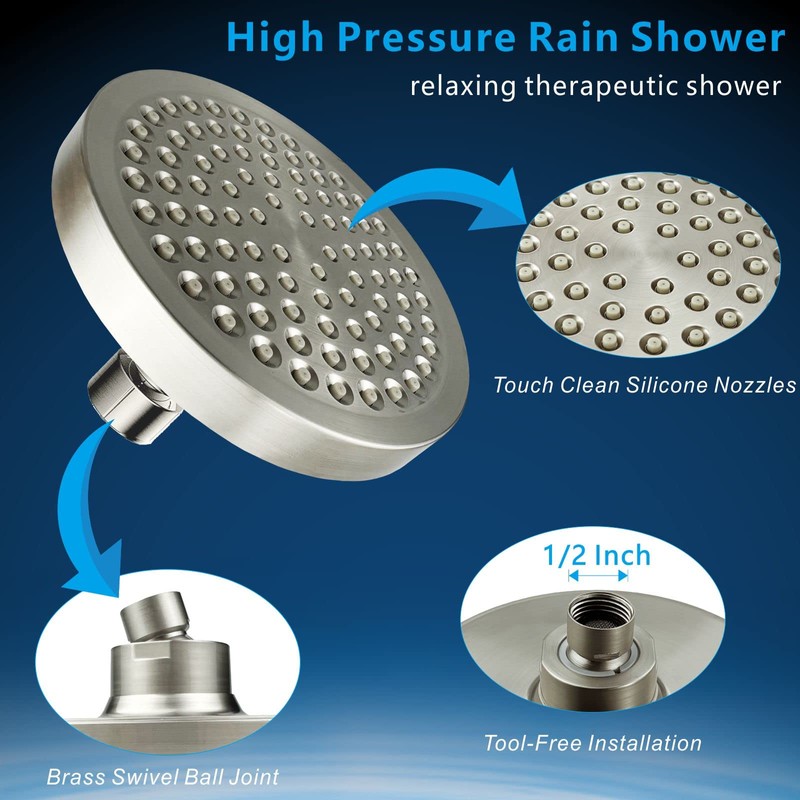Nuodan High Pressure Rain Shower Head with 11'' Extension Arm