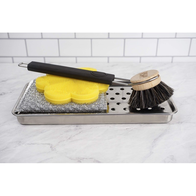 RSVP International Cleaning Collection Stainless Steel Sink Tray, 9.75x4.75x0.75"