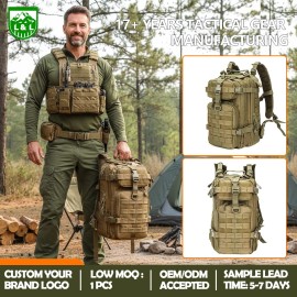 Tactical Backpack 35L Molle System Waterproof Gym Bag Hiking Trekking Camping Sport Rucksack for MenModel Number: 21005LZ OD Green