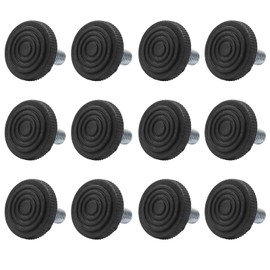 Aracombie 12 Pcs 1/4" Thread Furniture Leveling Feet, Black Adjustable Table Legs Plastic Chair Adjustable Feet, Heavy Duty Leveling Feet for Cabinet Sofa Wardrobe(1-3/8" Base, 1/2" Screw Length)