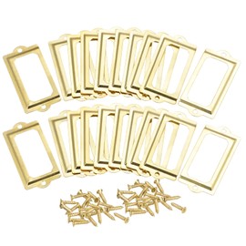 sourcing map Metal Label Holders, 70x33mm 50pcs File Name Card Tag Label Holder Frame for Office Library Drawer Cabinet Shelves, Gold Tone