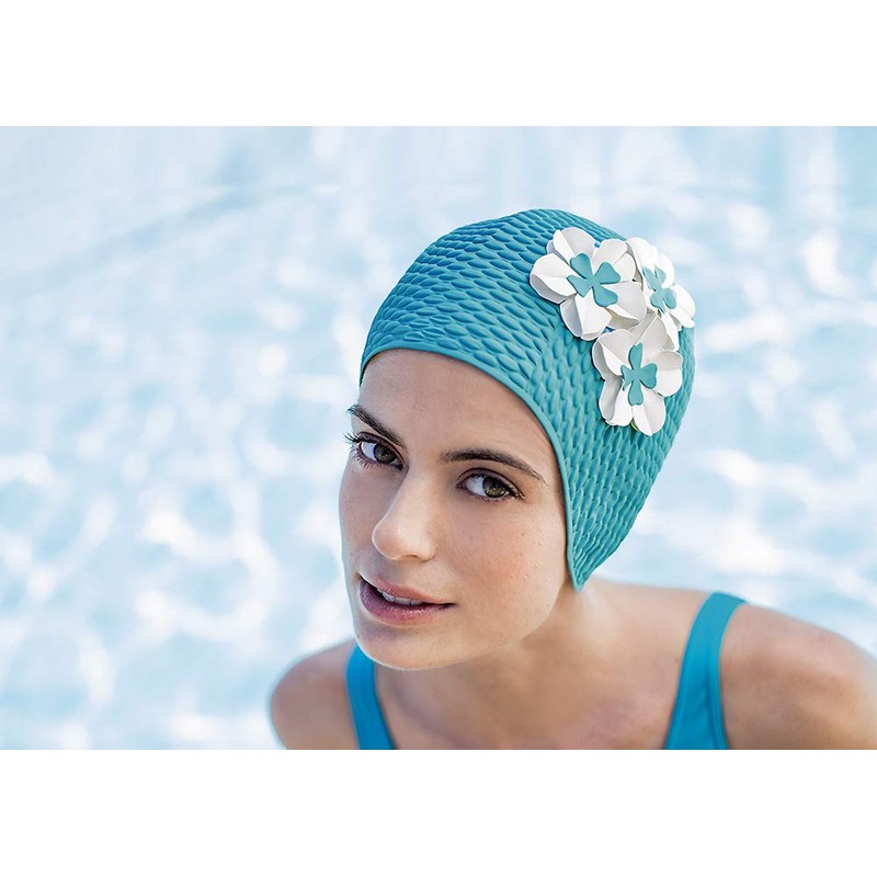 Fashy Women's Bubble Cap with Flowers - Aqua, One Size