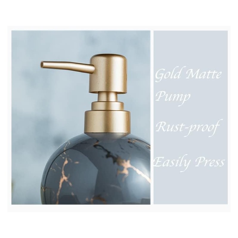 Gold Soap Dispenser for Bathroom or Kitchen, Cute Marble Round