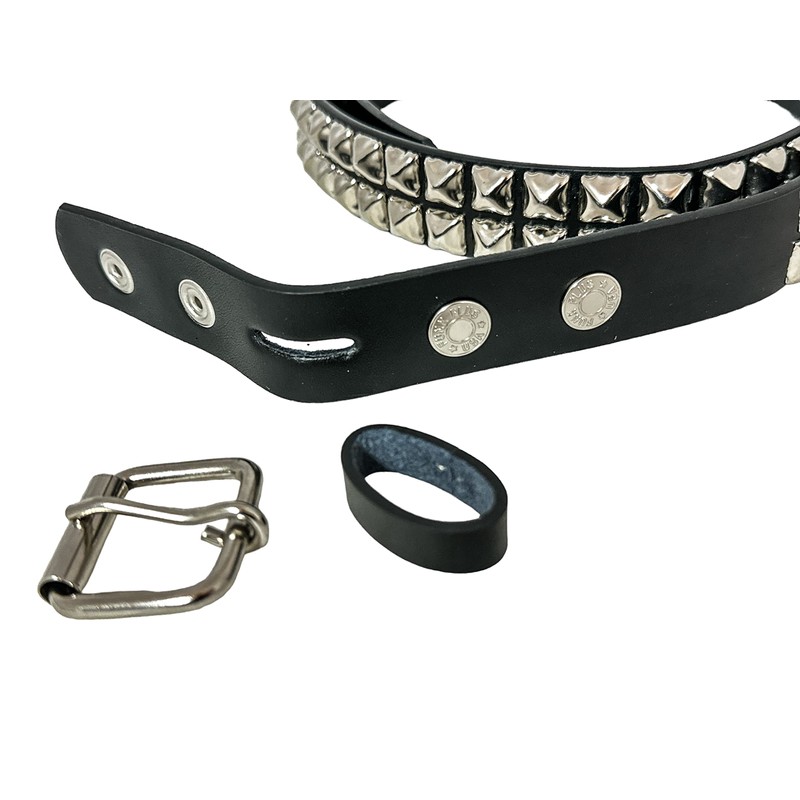 Two Row Pyramid Stud Belt Made In USA Genuine Leather