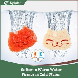 Eyliden 6 Pack Kitchen Scrub Sponges, Dual-sided Dish Scourers for Washing up Stubborn & Delicate Surfaces, Hard/Soft Texture Changes with Cold/Hot Water, 3 Color Cute Cleaning Sponges for Dishes Sink