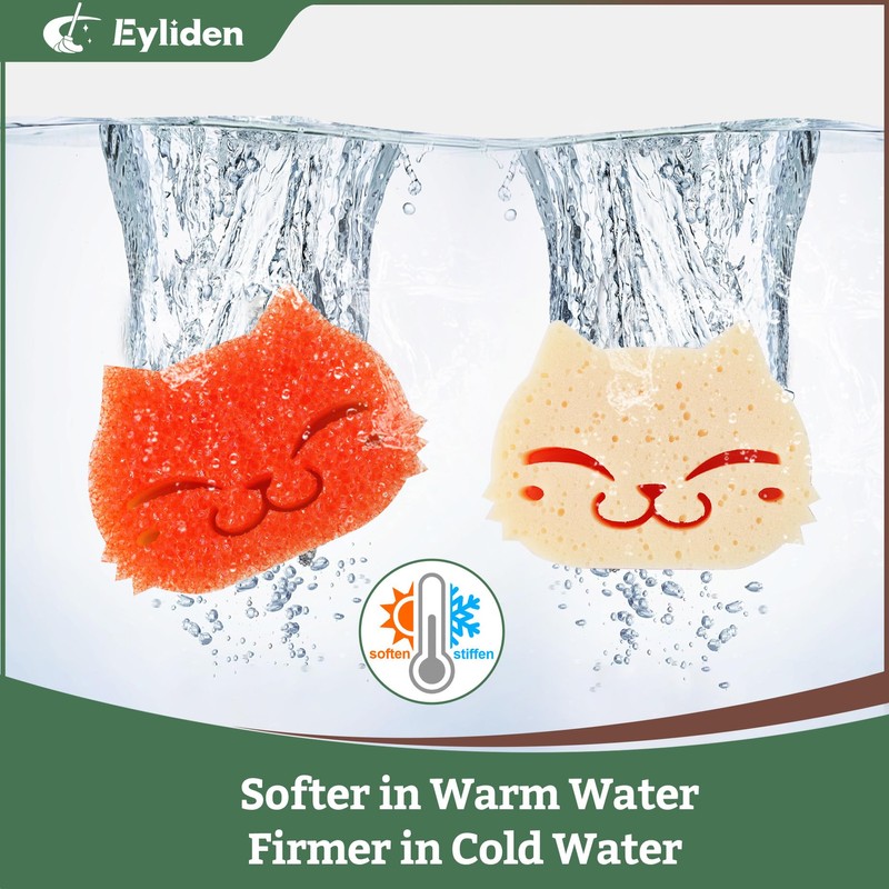 Eyliden 6 Pack Kitchen Scrub Sponges, Dual-sided Dish Scourers for
