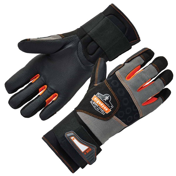 Ergodyne ProFlex 9012 Anti-Vibration Work Gloves, ANSI/ISO Certified, Full Fingered, Wrist Support, Large,Black