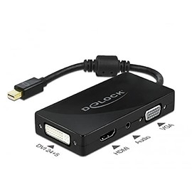 DeLOCK Mini DisplayPort 1.2 Adapter to VGA/HDMI/DVI/Audio Female 4K Passive Black