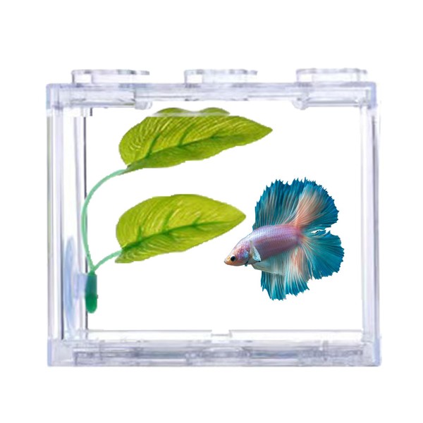 Mini Desktop Aquarium, Plastic Miniature Betta Fish Tank Portable Stackable