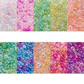OLYCRAFT 130g10 Colors Glass Bubble Beads 1-3mm Resin Sealed Beads Micro Glass Beads UV Resin Bubble Beads Mini Bubble Ball Beads No Holes Nail Art Beads for Nail Art -13g/Color