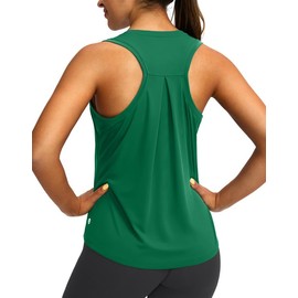 Women's Workout Tops Racerback Athletic Tank Tops Sleeveless Loose Fit Yoga Running Gym Shirts for Women(Green,XS)