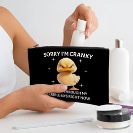 RTTLALUO Funny Duck Makeup Bag, Terrible 60's Gifts For Women Men, Cute Duck Makeup Pouch, Travel Toiletry Bag With Zipper, Birthday Graduation Christmas Gifts For Men Women Best Friend