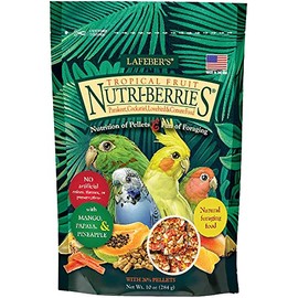 LAFEBER'S Tropical Fruit Nutri-Berries Pet Bird Food, Made with Non-GMO and Human-Grade Ingredients, for Cockatiels Conures Parakeets (Budgies) Lovebirds (Tropical Fruit 10 oz)
