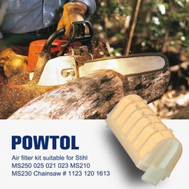 Powtol MS250 Air Filter for Stihl MS 250 025 021 023 MS210 MS230 MS250 Chainsaw Part Repalce 1123 120 1613, 1123 120 1612, Pack of 2 with Spark Plug