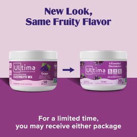 Ultima Replenisher Ultima Replenisher Daily Electrolyte Powder Drink Mix  Grape, 30 Servings  Hydration Powder with 6 Key Electrolytes and Trace Minerals  Keto Friendly, Vegan, Non-GMO and Sugar-Free