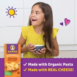 Annie's Shells and Real Aged Cheddar Mac and Cheese with Organic Pasta, Made with Real Cheese, Dinner Side or Snacks, 6 oz (Pack of 12)