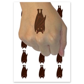 Resting Bat Hanging Upside Down Temporary Tattoo Water Resistant Fake Body Art Set Collection - 15 2" Tattoos (1 Sheet)