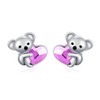 Sterling Silver Koala Bear Birthstone Stud Earrings - Hypoallergenic Heart