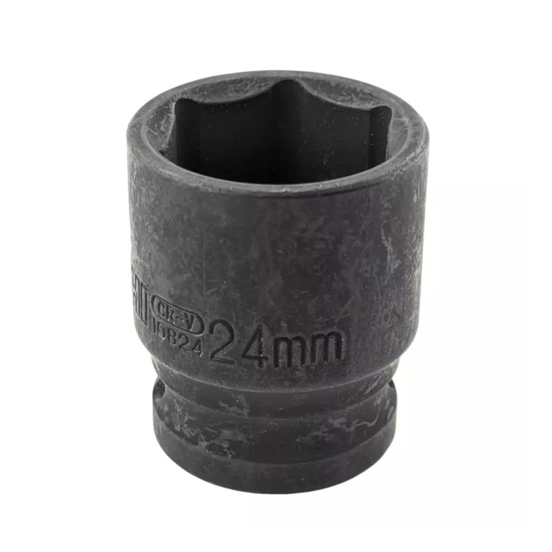 24mm 6-Point Shallow Impact Socket 1/2" Drive CR-V Steel Black