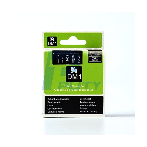 White on Black Tape Label Compatible for DYMO 43621 D1