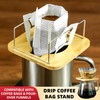 NEOUZA Bamboo & Stainless Steel Coffee Stand, 2-in-1 Drip Bag