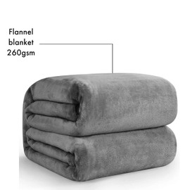 Light Grey Flannel Fleece Blanket fluffy throw Super soft Bed Blanket warm comfortable Throws for sofa/couch/plush/Lightweight/Travel Blankets, Single Size, 130x150cm