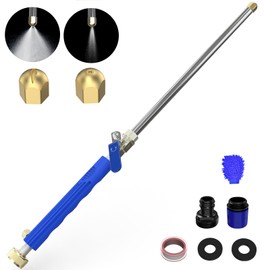 LAANPOLE Jet Nozzle for Garden Hose, 2-in-1 High Pressure Wand with 2 Different Nozzles and Quick Connectors for Car, Patio, Pet, Window Washing, Cobalt