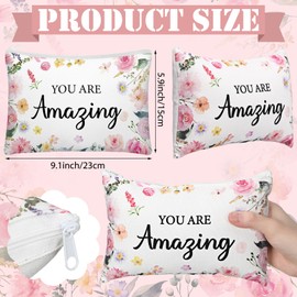 Kacctyen 10 Pcs Floral Inspirational Canvas Makeup Bags Bulk Return Gifts for Women Group Gifts Flower Makeup Bags Encouragement Travel Pouch Toiletry Bag for Teacher Employees Volunteers(Floral)