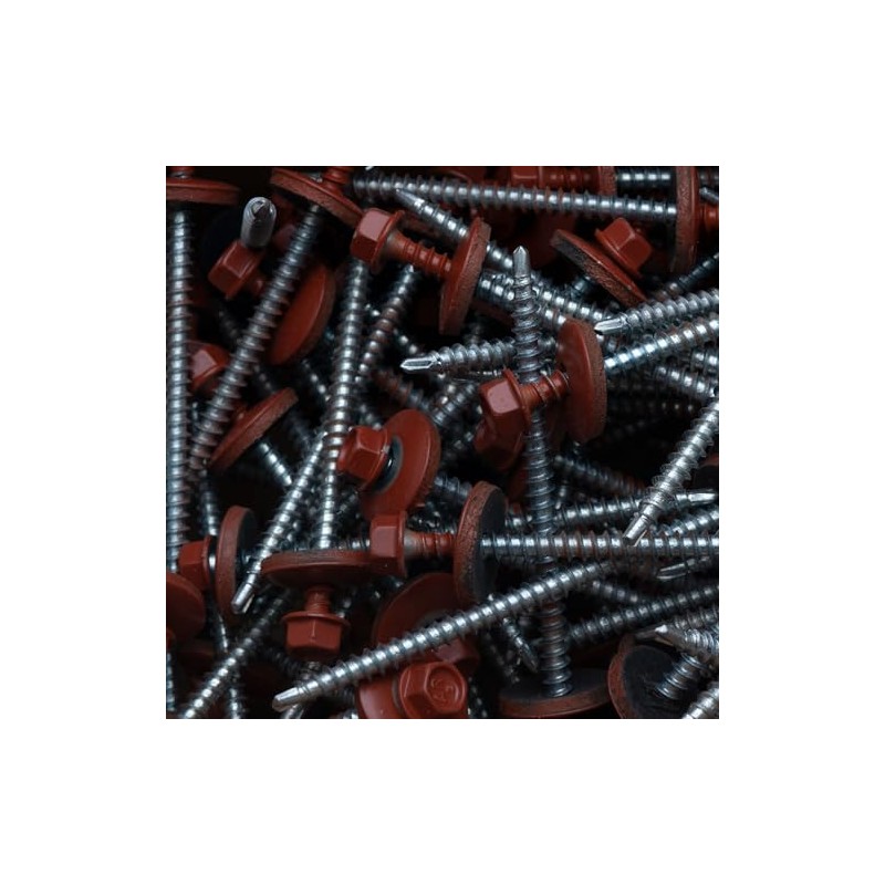 4.8 x 100 mm Roofing Screws, Hex Head Self-Drilling Multicoloured